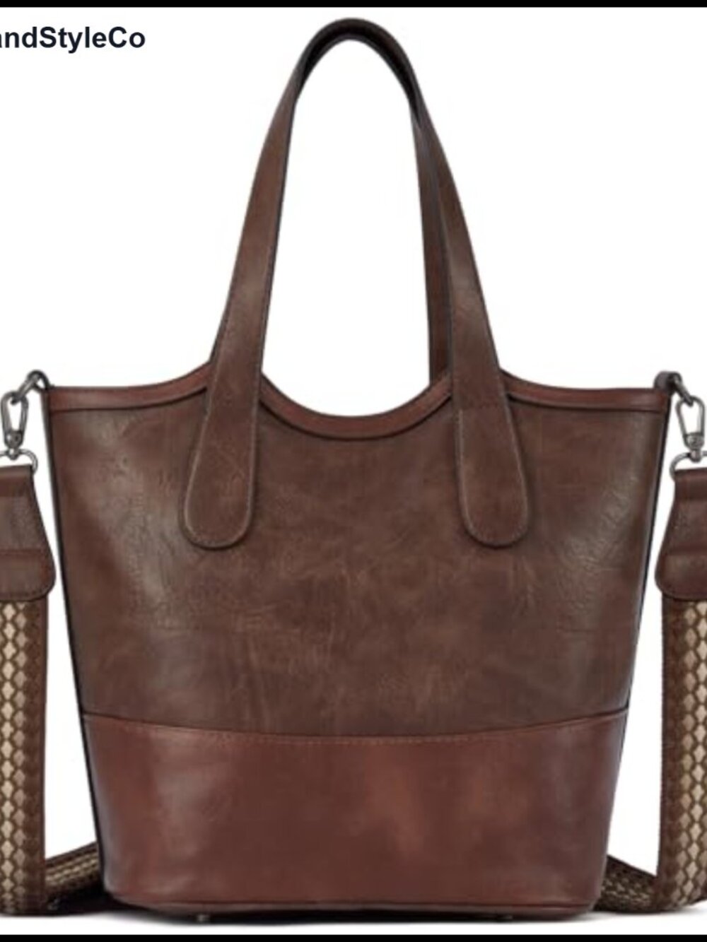Straw & Vegan Leather Bucket Tote Bag Crossbody Top Handle Purse Work Travel